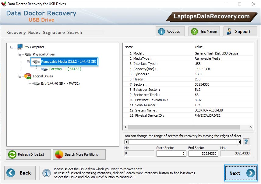 Select Disk or Partition Select Disk or Partition